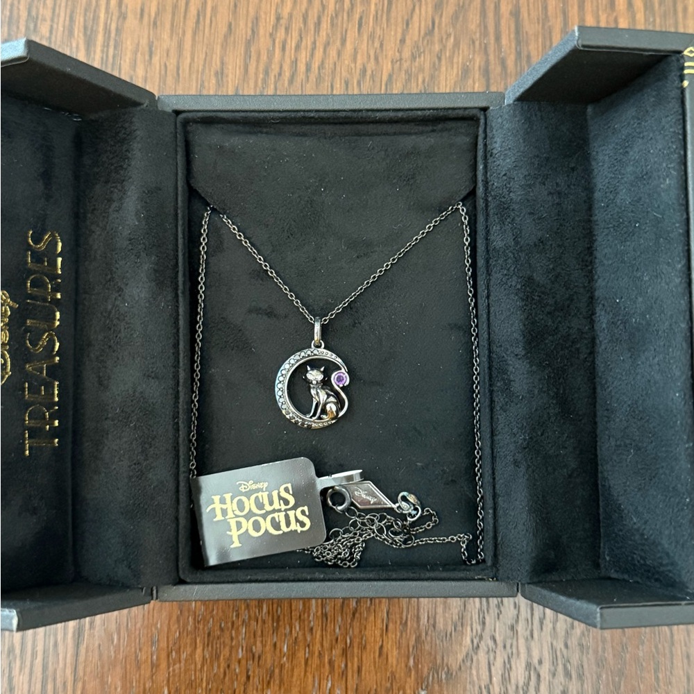 Disney Silver and Purple Cat Pendant Necklace